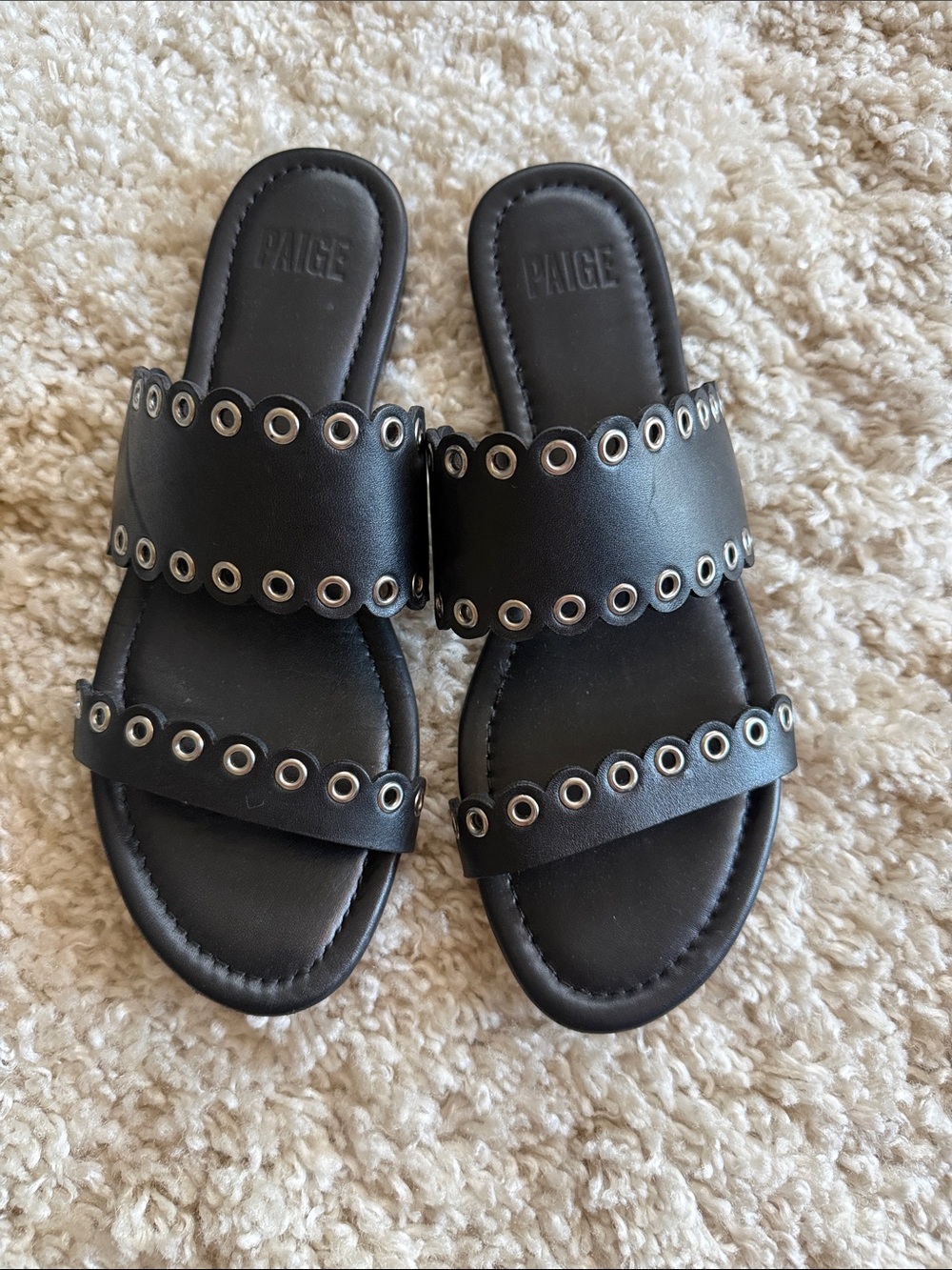 PAIGE Devyn Black Double-Strap Sandals - Picture 3 of 6